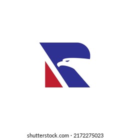Ilustración vectorial de un águila y la letra R de un icono, símbolo o logotipo. letra R de las iniciales del logotipo