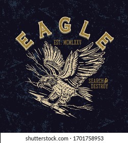 Vector illustration of eagle and lettering. 