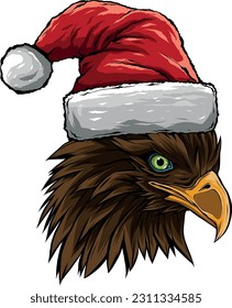 vector illustration of eagle merry christmas and happy new year