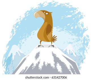 Vector illustration of an eagle on peak