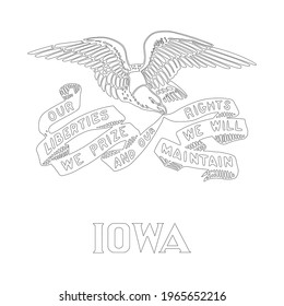 vector illustration. eagle outline. flag of iowa. 