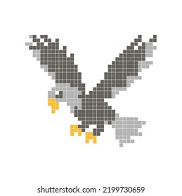 A vector illustration of Eagle Pixel Art Logo Vector Sign