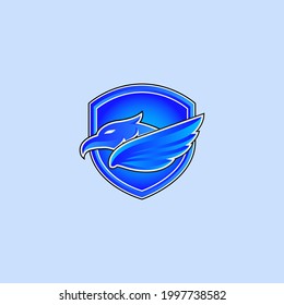 Vektorgrafik eines Adlers und Schildes für ein Symbol, Symbol oder Logo. Logo-Vorlagen. Spielerteam