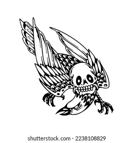 vector illustration of an eagle with a skull