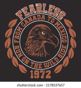 vector illustration of eagle and typography. t shirt graphic. print
