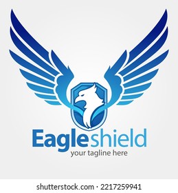 Vector illustration, eagle wings with a shield as a symbol.