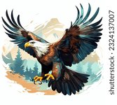 Vector illustration of an eagle with it