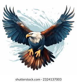 Vector illustration of an eagle with it's wings wide spread preparing to catch prey