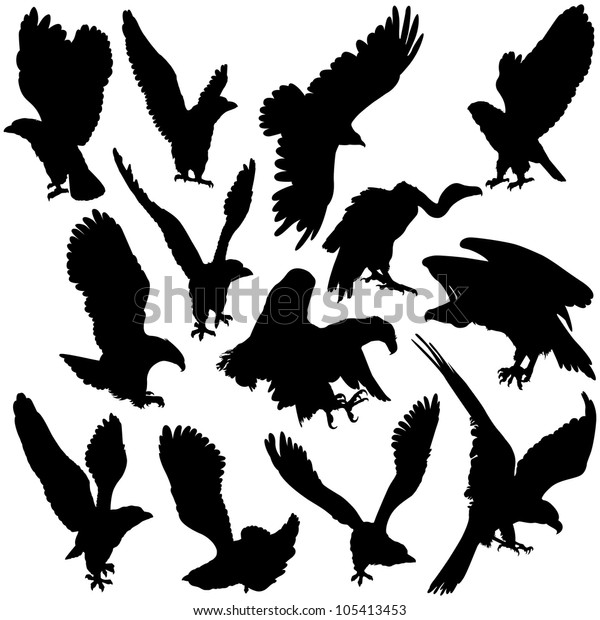 Vector Illustration Eagles Silhouettes Stock Vector (Royalty Free ...