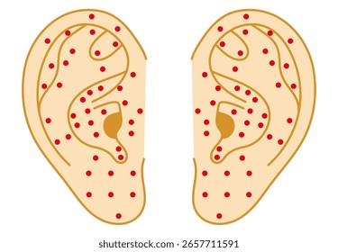 Gráfico de Ilustração de Vetor de Pontos de Acupuntura de Ouvido(