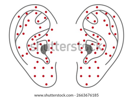 Vector Illustration of Ear Acupuncture Points Chart（