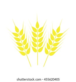 Vector illustration of ear of barley or wheat on white background. Agriculture logo. Natural and organic products