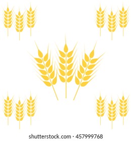 Vector illustration of ear of barley or wheat on white background. Natural and organic products.