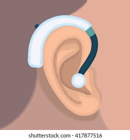 Vector illustration of ear and hearing aid  