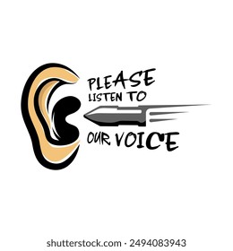 Vector illustration of an ear shot by a bullet