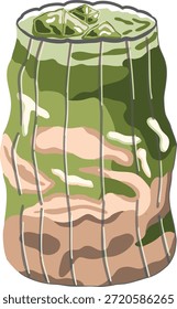 Ilustración vectorial de Earl Grey Matcha Latte con una combinación de colores verde y marrón - se puede utilizar para el diseño de menú de cafetería 