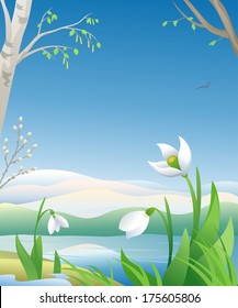 Vector illustration of an early spring morning