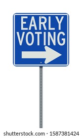 Vector Illustration Of The Early Voting Blue Road Sign