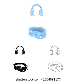 Vector illustration of earmuff and scarf icon. Collection of earmuff and blue  stock symbol for web.