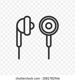 Vector illustration of earphone icon in dark color and transparent background(png).