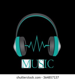 Vector illustration earphone music style, music print