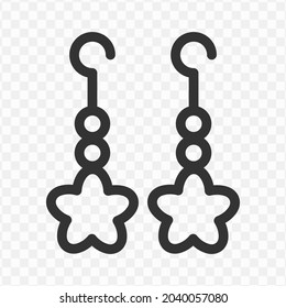 Vector illustration of earring icon in dark color and transparent background(png).