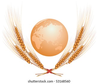 vector illustration of the ears and earth on white  (Eastern Hemisphere)