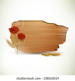 Vector Illustration of Ears on a Wooden Background