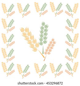 Vector illustration ears of wheat or barley on white background