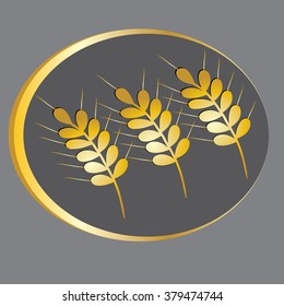 Vector illustration ears of wheat logo on gray background