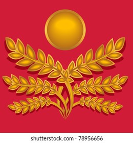 vector illustration of ears of wheat on red background