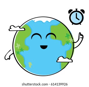 Vector illustration of Earth and an alarm clock