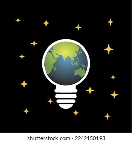 Vektorgrafik der Erde, die zu einer Lampe wird. geeignet für die Werbung für Ihre Beleuchtungsprodukte.