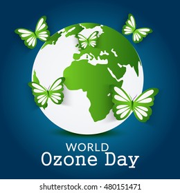 Vector illustration of a Earth with Butterfly for World Ozone Day.