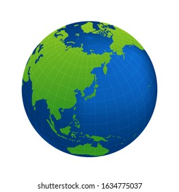 Vector illustration of the earth centered on East Asia