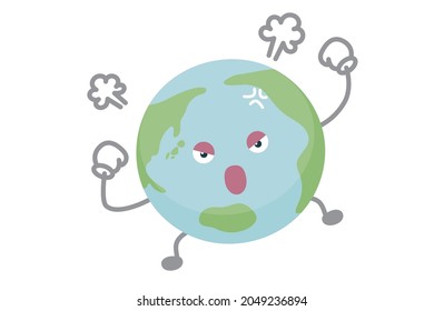 Vector illustration of earth character (angry)