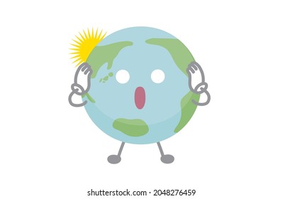 Vector illustration of earth character (surprised)