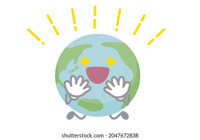 Vector illustration of earth character (trembling)