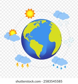 Vector illustration of Earth with climate change concept on transparent background