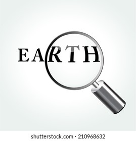 Vector illustration of earth concept with magnifying