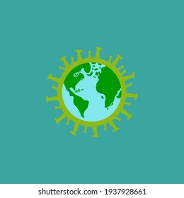 Vector illustration of the earth with a corona virus silhouette