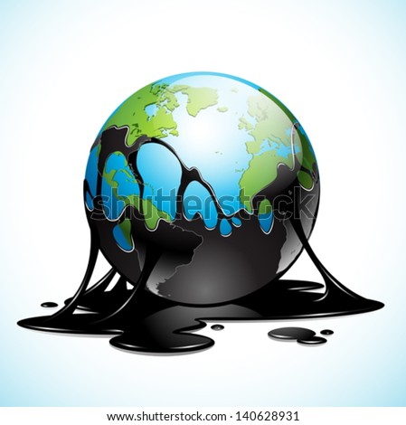 Vector illustration of Earth covered in dark oil