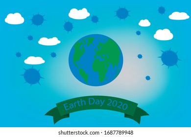 Vector illustration of the Earth Day 2020 with Coronovirus acting as a savior of Planet Earth.