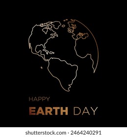 vector illustration for Earth Day, black, gold