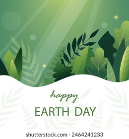 vector illustration for Earth Day, floristry in green shades