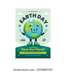 Vector illustration of earth day flyer poster template design