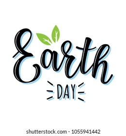 Vector illustration of 'Earth day' lettering. Greetings postcard, card, invitation, poster, banner template.