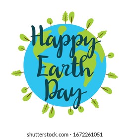 Vector illustration of 'Earth day' lettering. Happy Earth Day Banner