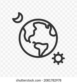 Vector illustration of earth day and night icon in dark color and transparent background(png).