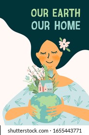 Vector illustration for Earth Day and other environmental concept. Template for card, poster, banner, flyer.